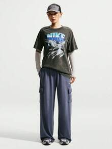 Nike Women's AS W NSW RETRO FLAIR TEE Short Sleeve Knit Collarless T-Shirt TIW1198-060 - Grey - View 6