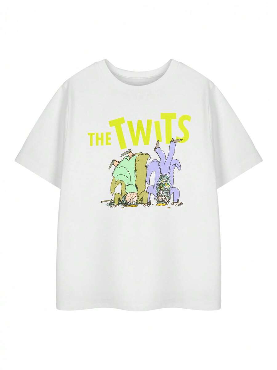 T-shirt da donna Vanilla Underground Roald Dahl's The Twits, maglietta grafica bianca, abbigliamento uomo, top estivi - Bianco - Visualizzare 1