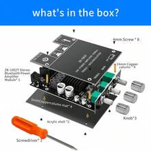 ZK-1002T 藍牙 5.0 立體聲擴大機板,200W HiFi 2.0 聲道迷你音訊擴大模組,附低音與高音調節,AUX 輸入,DC 12V-24V,適用於 DIY 喇叭與家用音響 - ZK-1002T - 查看 7