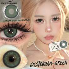 EYESHARE 2片裝新款棕色隱形眼鏡，高品質灰色隱形眼鏡，時尚藍色隱形眼鏡，適合日常配戴、約會與節日活動，綠色隱形眼鏡，婚禮情人節禮物，年戴，14.5mm - 人間尤物綠 - 查看 4