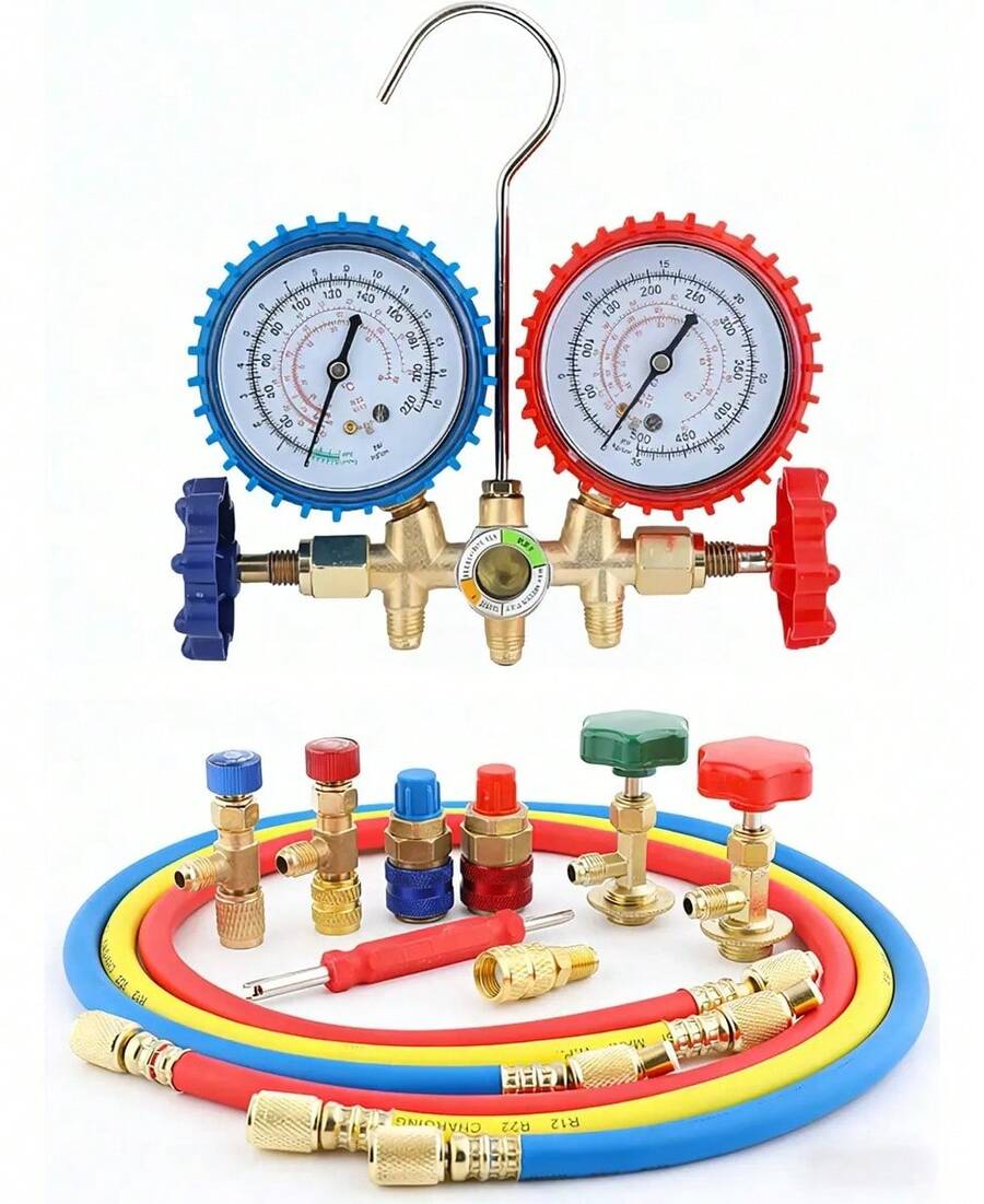 Juego Manometros Refrigeracion Manifold R22,r134a,r12,r502 - A - Ver 1