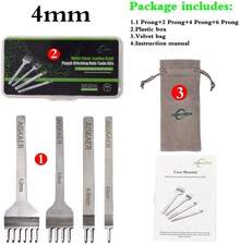 Aiskaer Leather Stitching Punch Set, Diamond Chisel Tools, 4mm White Steel 1_2_4_6 Prong For Leather Craft DIY - White - View 6