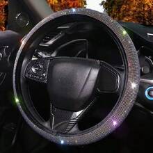 1件裝新款全水鑽汽車方向盤套，四季通用防滑水鑽鑲嵌握把，通用汽車內飾配件 - 彩色 - 查看 11