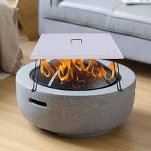 30*30" Stainless Steel Fire Pit Burner Cover With Foldable Legs, Heat Deflector Weatherproof Firepit Protector Lid With Handle For Outdoor Patio - Silver - View 9
