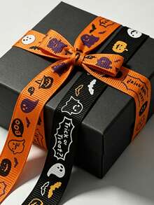 25 Yard Nastro di Poliestere per Ognissanti Felice, Nastro Decorativo in Raso per Confezioni Regalo, Artigianato, Nastro Decorativo in Raso e Garza per Scatole Regalo, Sacchetti di Imballaggio, Fiocchi, Confezioni Regalo, Decorazioni Fai-da-Te, Confezioni Regalo di Ognissanti, Decorazioni di Ognissanti - Multicolore - Visualizzare 3