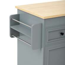 Kitchen Island On Wheels, Extendable Kitchen Island With Dining Area, Spice Rack And Drawers, Freestanding Mobile Kitchen Island, Ideal For Kitchen And Dining Room (Grey). - 灰色 - 查看 10