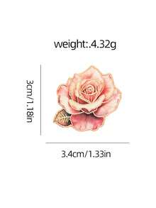1 pieza Broche de metal con rosa vintage, que representa el amor romántico y suave, color degradado tie-dye, de alta gama y elegante, regalo perfecto para la novia y la mejor amiga en días festivos, combina con abrigos y cardigans para lucir elegante - Multicolor - Ver 4