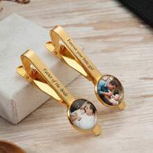Wedding Gift, Personalized Photo Tie Clip For Father, Personalized Photo Tie Bar, Customized Tie Bar, Father's Day Gift For Father, Unique Sentimental Jewelry - Multicolor - View 3