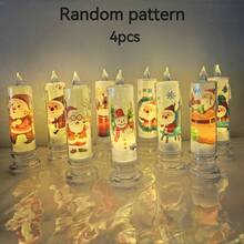 4pcs LED Electronic Candle Lights, Santa Claus Christmas Tree Decor Transparent Candle Night Light, Christmas Decor Candles, Create Christmas Atmosphere, Party Decor, Candle Model And Base Model, With Detachable Base (Pattern Random), Room Decor, Christmas Decor, Christmas Lights, Bedroom Decor, Home Decor, Party Decor, Holiday, Christmas Gift, Thanksgiving, Christmas Tree Decorations - Warm Color - View 13