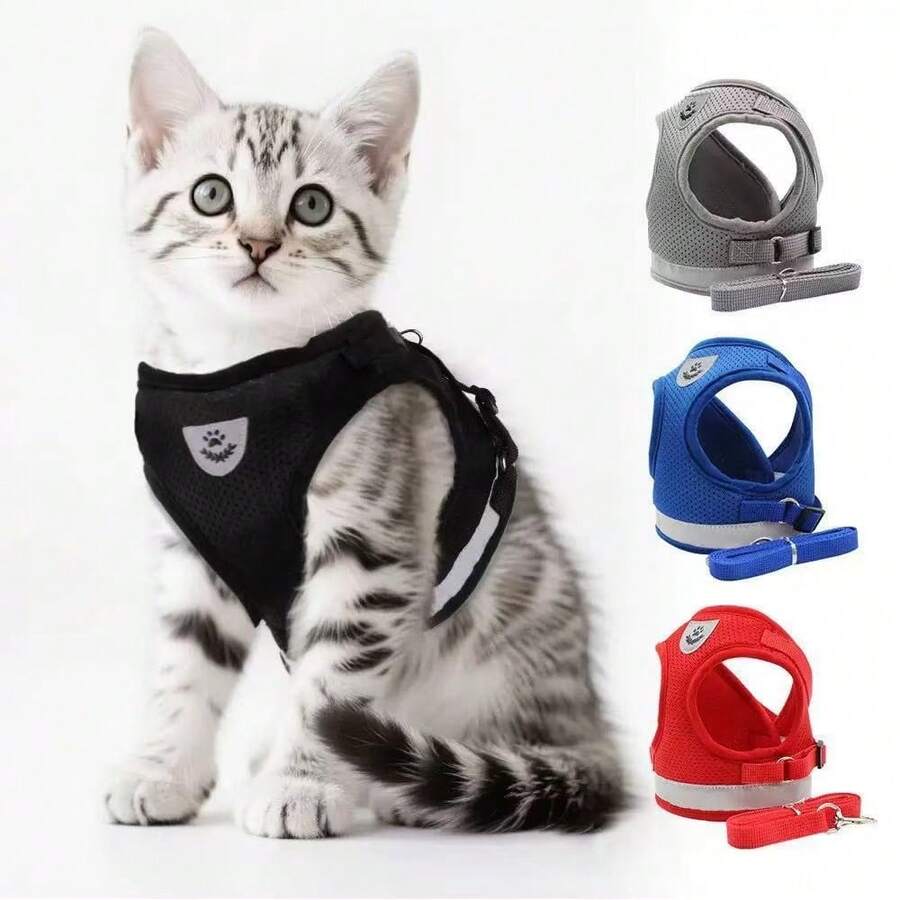 Breathable Mesh Dog Harness, Reflective & Escape-Proof, Walking Leash Set For Small Dogs - Multicolor - View 1