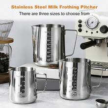 1pc Thickened Latte Art Pitcher With Spout And Scale, Milk Frothing Cup, Coffee Tool, Wax Melting Cup - Multicolor - View 2