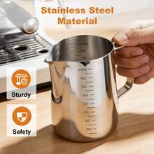 1pc Thickened Latte Art Pitcher With Spout And Scale, Milk Frothing Cup, Coffee Tool, Wax Melting Cup - Multicolor - View 6
