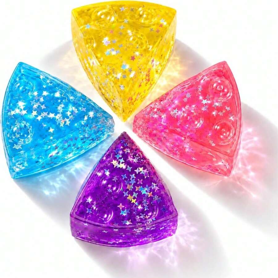 1/2Pcs Colorful Sparkling Squishy Cheese- Cheesy Squeeze This Fun, Squishy, Slow Rising Squeeze Toy, Extra Soft Square Cheese For Stress Relief - Original Sensory / Fidget Novelty Toy And Gift For Kids,Desk Accessary,Office Leisure - 彩色 - 查看 1