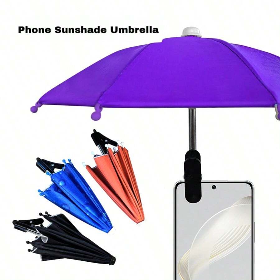 1pc Phone Holder Umbrella Clip Outdoor Phone Fixed Umbrella Rainproof Sunshade Umbrella Anti-Glare Small Umbrella - Multicolor - View 1