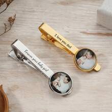 Wedding Gift, Personalized Photo Tie Clip For Father, Personalized Photo Tie Bar, Customized Tie Bar, Father's Day Gift For Father, Unique Sentimental Jewelry - Multicolor - View 4