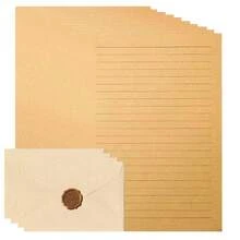 22pcs Vintage Cowhide Letter Paper Red/Beige Linen Envelope Set, Horizontal Lined Letter Paper For Handwriting, Handwritten Love Letters, Includes 12 Letter Papers + 5 Envelopes + 5 Wax Seals - Set - View 6
