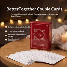 1 Papierbox mit rotem Rahmen, Paar-Gesprächskarten-Spiel, herzliche Dialog-Grafik-Karten, verschleißfeste glatte Spielkarten, einfache elegante rote Themenverpackung, unterhaltsames Freizeitspielzeug für Feiertags-Paar-Dates - Verschiedenfarbig - Übersicht 7