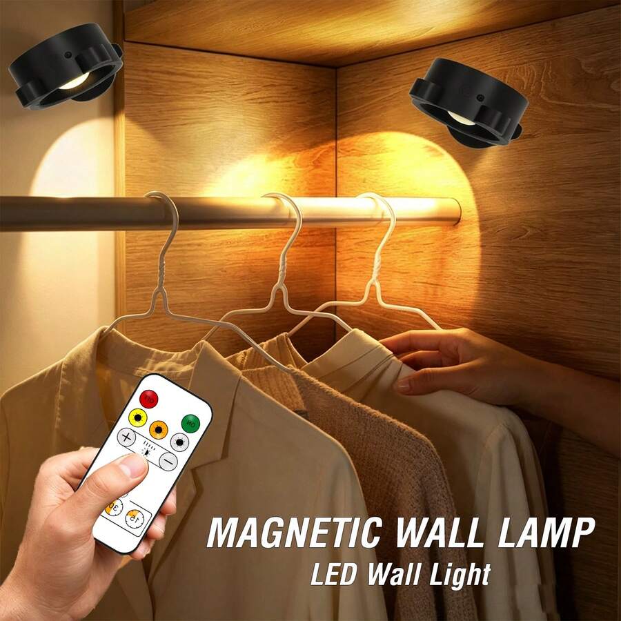 1/2 Pack Rechargeable Magnetic Wall Lamp, Touch & Remote Control LED Reading Light, 3 Color Modes, Dimmable And 360° Rotatable, Suitable For Bedroom And Bedside