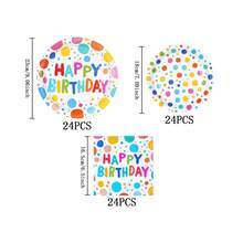 Colorful Polka Dot Happy Birthday Disposable Tableware Set, 7/9 Inch Party Plates Napkins Cups, Birthday Party Gift Celebration Decorations Disposable Paper Plates Napkins Cups, Suitable For Birthday Theme Party Supplies - Multicolor - View 12