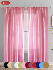 1PC Rod Pocket Design Partition Curtain, Solid Color Smooth Semi-Sheer Window Curtain, Suitable For Living Room, Bedroom, Wedding, Party Backdrop And Other Decorative Curtains - Multicolor - View 2