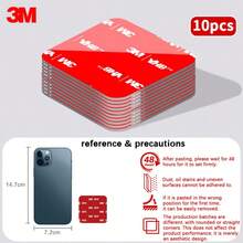 10 pcs Selotip Perekat Dua Sisi Kuat 3M, Menempel Tanpa Merusak, Cocok untuk Dekorasi Rumah, Stiker, Perekat Bingkai Foto, Tanpa Residu Setelah Dilepas, Pilihan Ukuran Bulat dan Kotak Beragam - 10 buah - View 10