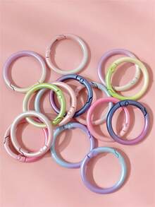 5/10 piezas Llaveros DIY hechos a mano de colores aleatorios, diseño de anillo redondo grande, pintados en degradado, adecuados para bolsos hechos a mano, llaveros de muñecas - Hebilla redonda grande con degradado de color - Ver 5