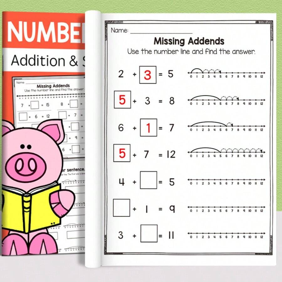 1pc, Addition And Subtraction Practice Workbook Within 20, Suitable For Kindergarten And Children 3 Years Old And Above - 彩色 - 查看 1
