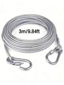 1 Set Tali Jemuran Stainless Steel Portabel untuk Mencuci Pakaian di Dalam/Luar Ruangan, Aksesori Berkemah, Kamar Mandi dan Asrama Pilihan Ideal - Tali Anjing - Serbaguna, Tali Kawat Baja Galvanis - Ketebalan 2mm - MultiWarna - View 15