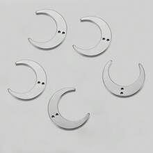 5Pcs Stainless Steel Double Hole Moon Pendant Suitable For DIY Handmade Tassel Earrings And Jewelry Charms - Pendants - View 6