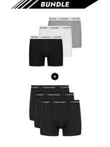 Calvin Klein [حزمة] 3 عبوات من سراويل داخلية قطنية حديثة + 3 عبوات من سراويل داخلية رجالية مطاطية دقيقة - رمادي / أبيض / أسود + أسود - مشاهدة 1