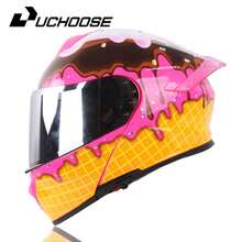 DOT Uchoose Approved Full Face Helmets Crash Motorbike Protective Gear Men Women Flip Up Helmet Motorcycle Visor Double Sun - Ice Cream - Silver Mirror - View 1