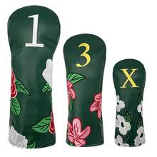 1PC Exquisite Golf Headcover With Delicate Floral Embroidery. Made Of PU Material, Fits Driver, Fairway Wood And Hybrid. It Shields Golf Club Head Against Scratches And Dust, Practical For Daily Golf Use,The Best Choice For Gifting - Dark Green - View 2