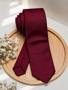 1pc Men's 8cm Burgundy Tie, Fashion Casual Formal Tie For Wedding And Party - Burgundy - View 1