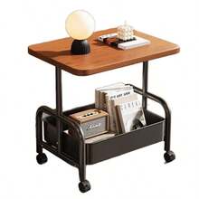 Rolling Cart With Wooden Tabletop, 2/3 Tier Metal Utility Cart, Rolling Storage Organizer Cart With Lockable Wheels For Kitchen Storage, Office, Bedroom - Brown - View 10