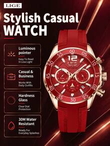 Foxbox LIGE Men's Watch Top Brand Stainless Steel Men's Watch Sports Calendar Waterproof Quartz Chronograph - Rose Gold - View 7