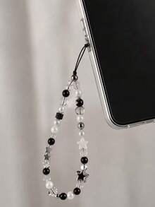 1pc Starry Sky Phone Chain, Transparent Acrylic Handmade Beaded Camera Lanyard, Phone Accessory, Phone Lanyard, Smartphone Wrist Strap, Smartphone Crossbody Bag (Actual Size May Vary Slightly From The Photo Due To Shooting Angle And Magnification) - Black - View 3