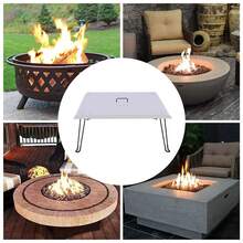 30*30" Stainless Steel Fire Pit Burner Cover With Foldable Legs, Heat Deflector Weatherproof Firepit Protector Lid With Handle For Outdoor Patio - Silver - View 1