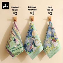 1pc/3pcs 13.3*16 Inch Forest Girl Floral Theme Breathable Quick-Dry Gauze Handkerchief, Hanging Ultra-Soft High Absorbent Face Towel, Suitable For Face Washing, Makeup Removal, SPA, Kitchen And Bathroom Back To School - Green - View 12
