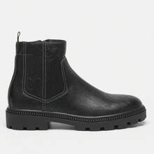 Sepatu Bot Chelsea Pria Sol Tebal Nyaman Ringan Cocok untuk Perjalanan Santai Gaya Retro Sepatu Bot Setinggi Mata Kaki - Hitam - View 8