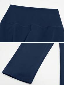 NcmRyu Women's 1pc Solid Color High Waist Tummy Control Butt Lifting Slim Fit Sports Shorts - Navy Blue - View 4