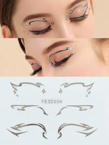 Pegatina de delineador de ojos de gel con lámina de plata 3D, pegatina facial, 1 pieza/paquete - Multicolor - Ver 11