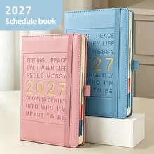 2027 English Planner Diary Notebook With Elastic Band, Business Office Time Management Handbook, Monday To Friday One Page Per Day, Weekend Two Days Per Page School Supplies - A5 - View 1