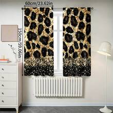 2pcs Leopard Print Curtains - Animal Print Semi-Sheer Curtains With Rod Pocket Design, Modern Wild Style Bedroom Living Room All-Season Home Decor - Easy To Clean Fabric (Suitable For Halloween And Christmas Decoration) - Contemporary Wildlife Theme, Bedroom Living Room Home Decor Window Curtain Panels - Multicolor 3 - View 12