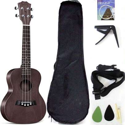 Tenor Ukelele Ukulele Solid Top Mahogany 26 Inch With Ukulele Accessories With Gig Bag,Strap,Nylon String,Trigger Capo,Picks