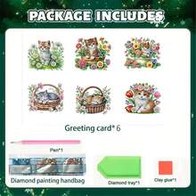 6 pièces Ensemble de cartes de vœux en peinture de diamant, design thème papillon DIY - Comprend 6 enveloppes, matériau en papier artisanal de haute qualité, carte postale art de la mosaïque. Convient pour les bénédictions des fêtes ou pour transmettre des cadeaux du cœur, exprimer la chaleur et les meilleurs vœux. - Multicolore - Voir 14