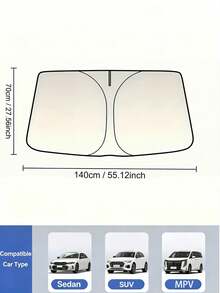 Upgraded Universal Car Front Windshield Sunshade, Foldable Easy Installation Portable Storage Car Sunshade, Made Of High-Efficiency Heat-Insulating Material, Blocks Strong Light And UV Rays, Effectively Blocks Sunlight, Reduces Glare - A - View 7