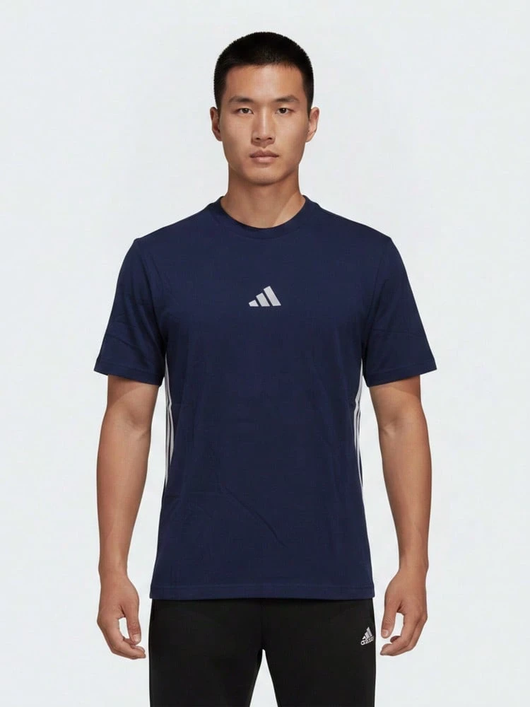 Adidas Kaos Rajut Lengan Pendek Tanpa Kerah Pria Ukuran M 3S SJ TJE6399 - Biru - View 1