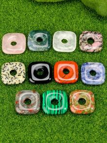 Yumfeel Natural Stone Square Peace Buckle Pendant-30*30mm With A Thickness Of 7Mm,Three-Dimensional Pendant For Jewelry Making - Multicolor - View 2