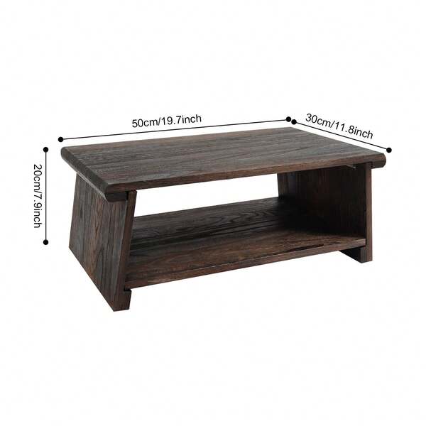 DONSU Japanischer Tatami-Klapp-Meditationsteetisch, Massivholzbraun, 7,9 Zoll rechteckiger Bodentisch