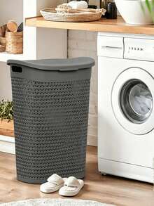 Large-Capacity 38L Rattan-Style Laundry Basket With Lid And Breathable Design. It Is Moisture-Proof And Durable, Ideal For Storing Dirty Clothes And Sundries To Keep Your Home Tidy. - View 7
